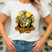 Funny Halloween Rocker Skeleton Rock With Electric Guitar Women's T-Shirt thumb 2