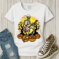 Funny Halloween Rocker Skeleton Rock With Electric Guitar Women's T-Shirt thumb 3