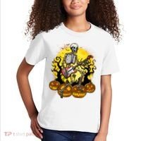 Funny Halloween Rocker Skeleton Rock With Electric Guitar Kids T-Shirt thumb 2