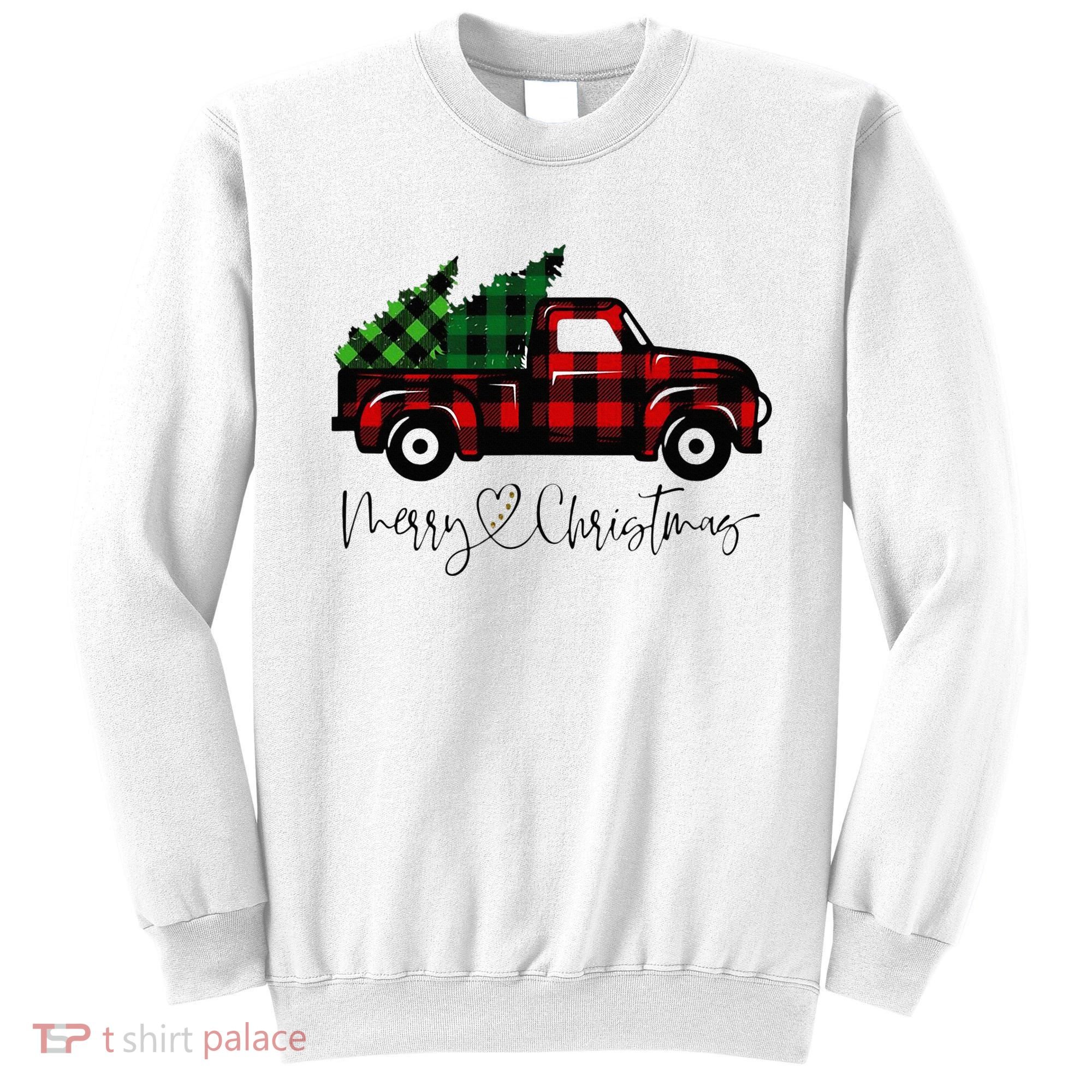 Festive Holiday Red Truck Delivering Christmas Trees Sweatshirt