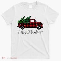 Festive Holiday Red Truck Delivering Christmas Trees T-Shirt thumb 0
