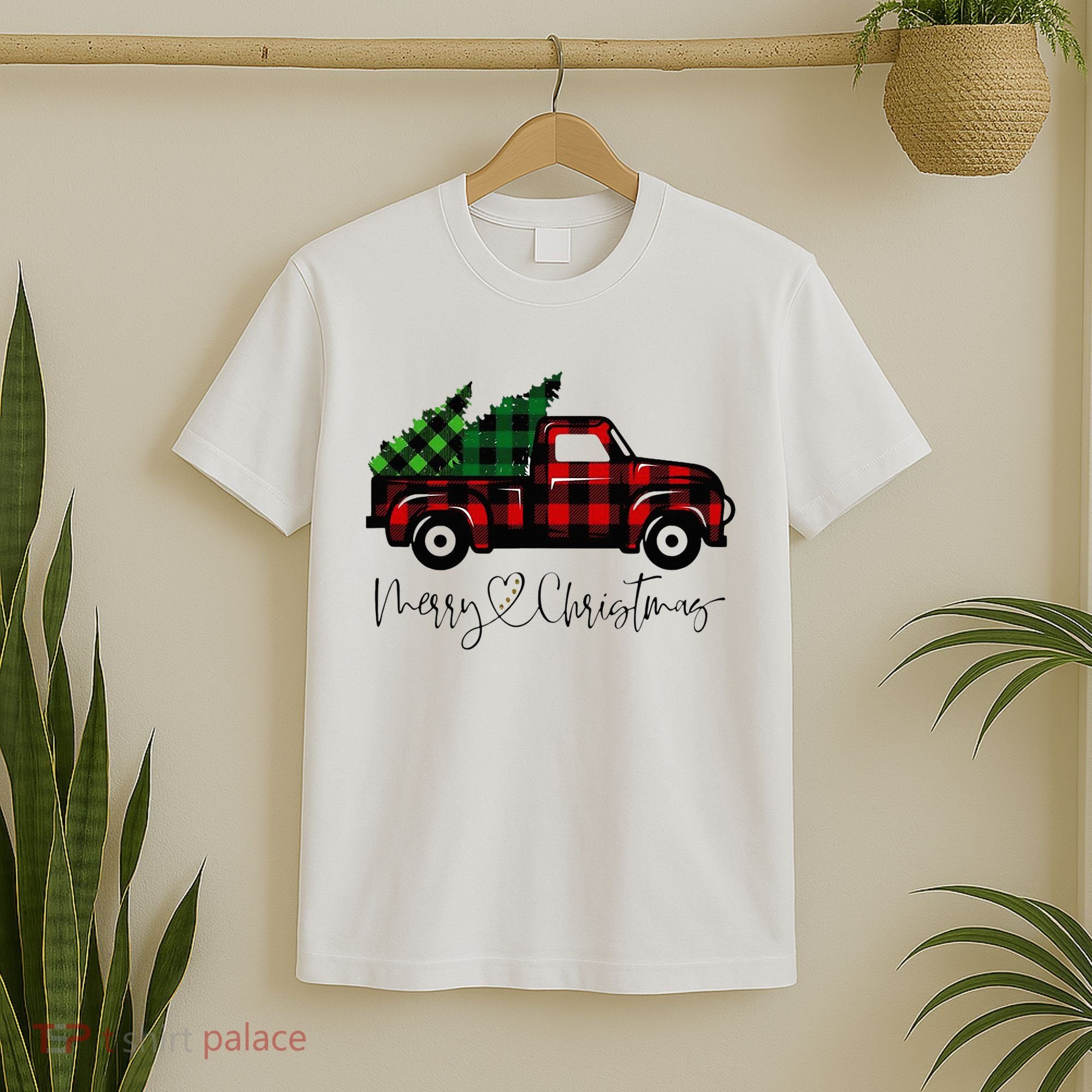 Festive Holiday Red Truck Delivering Christmas Trees T-Shirt