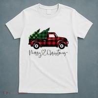 Festive Holiday Red Truck Delivering Christmas Trees T-Shirt thumb 5