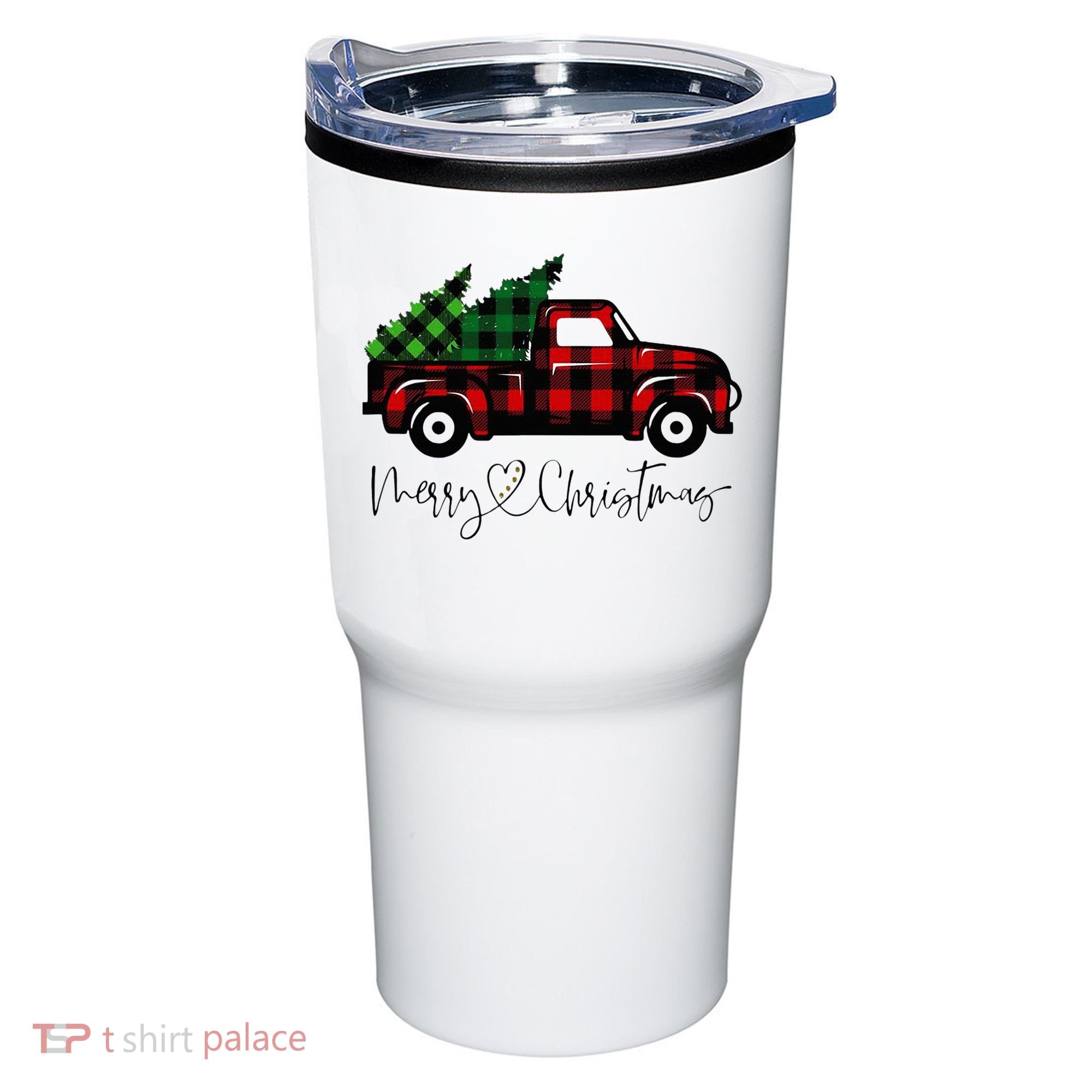 Festive Holiday Red Truck Delivering Christmas Trees Tumbler