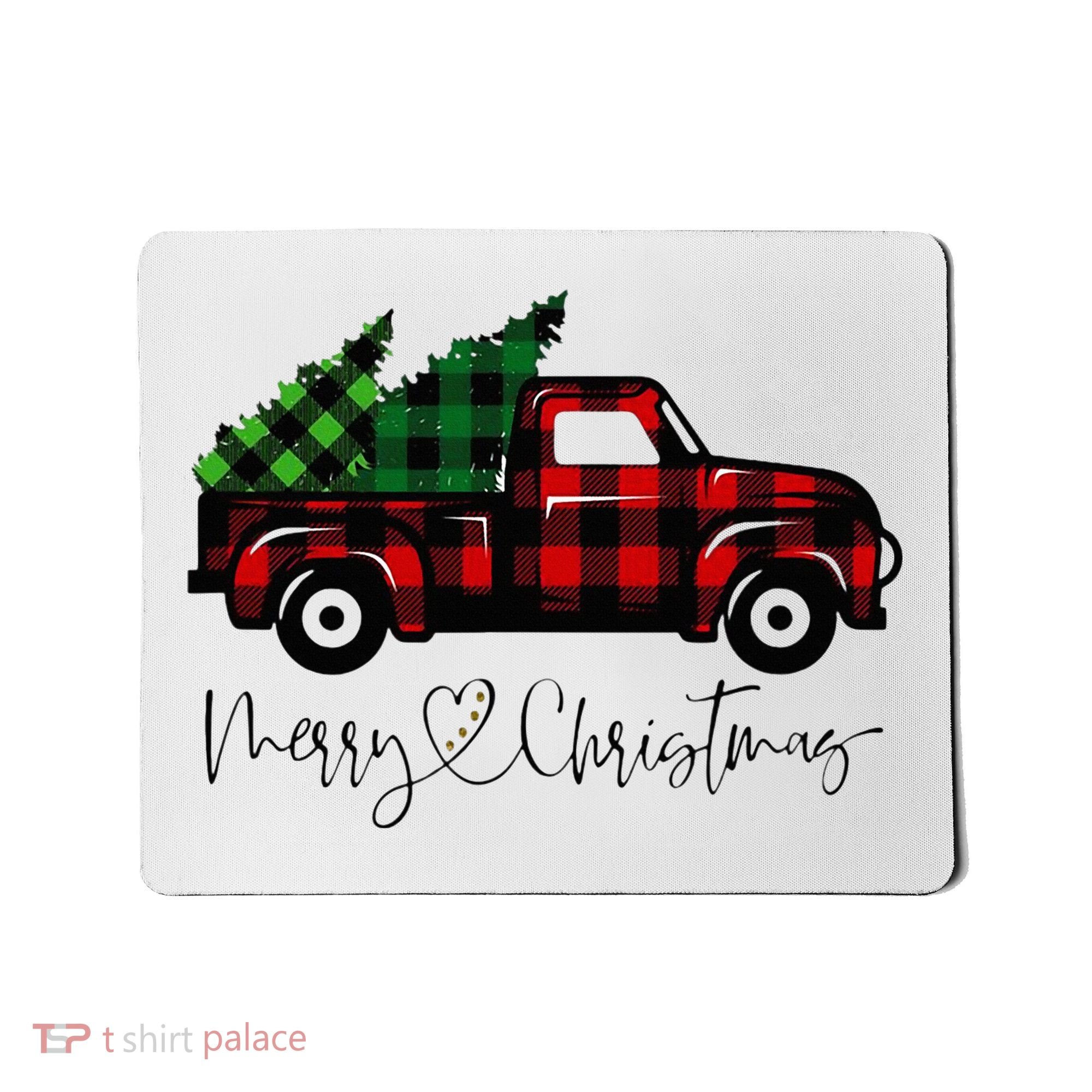 Festive Holiday Red Truck Delivering Christmas Trees Mousepad