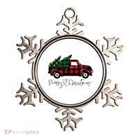 Festive Holiday Red Truck Delivering Christmas Trees Ornament thumb 0