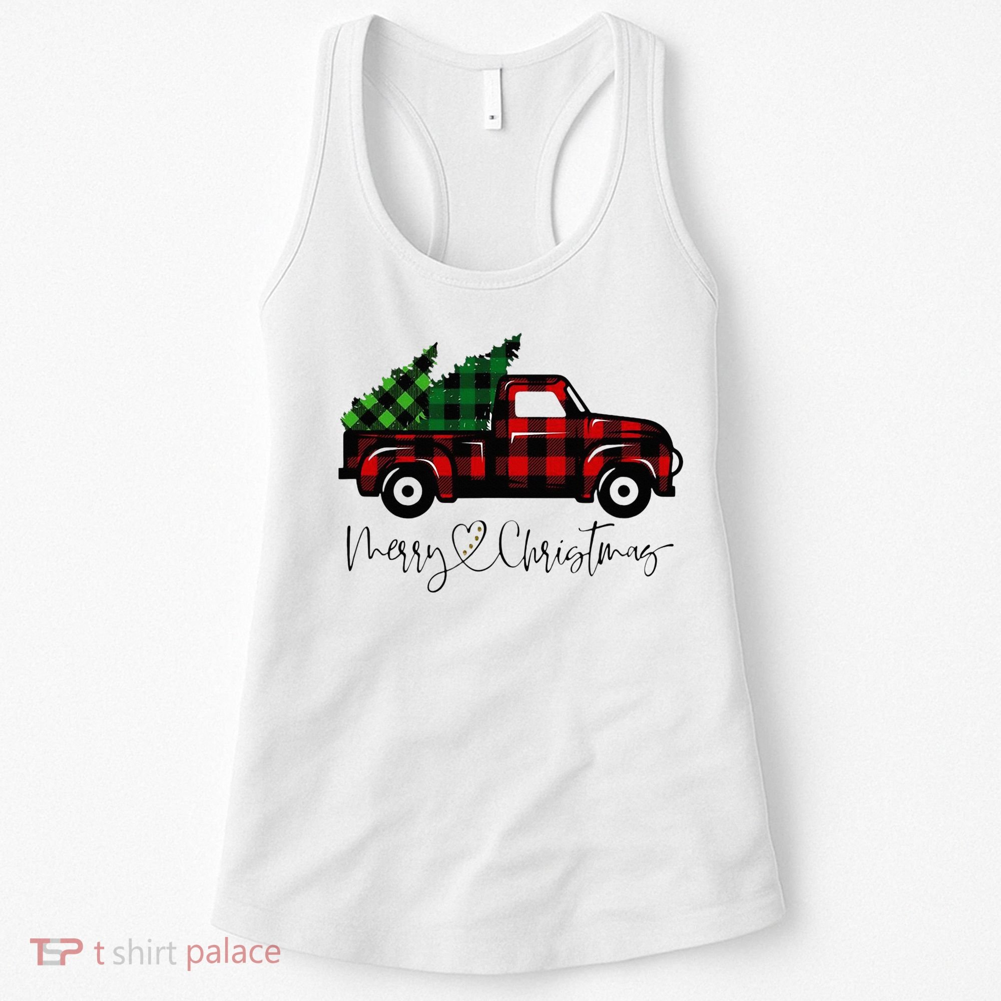 Festive Holiday Red Truck Delivering Christmas Trees Women's Tank Top