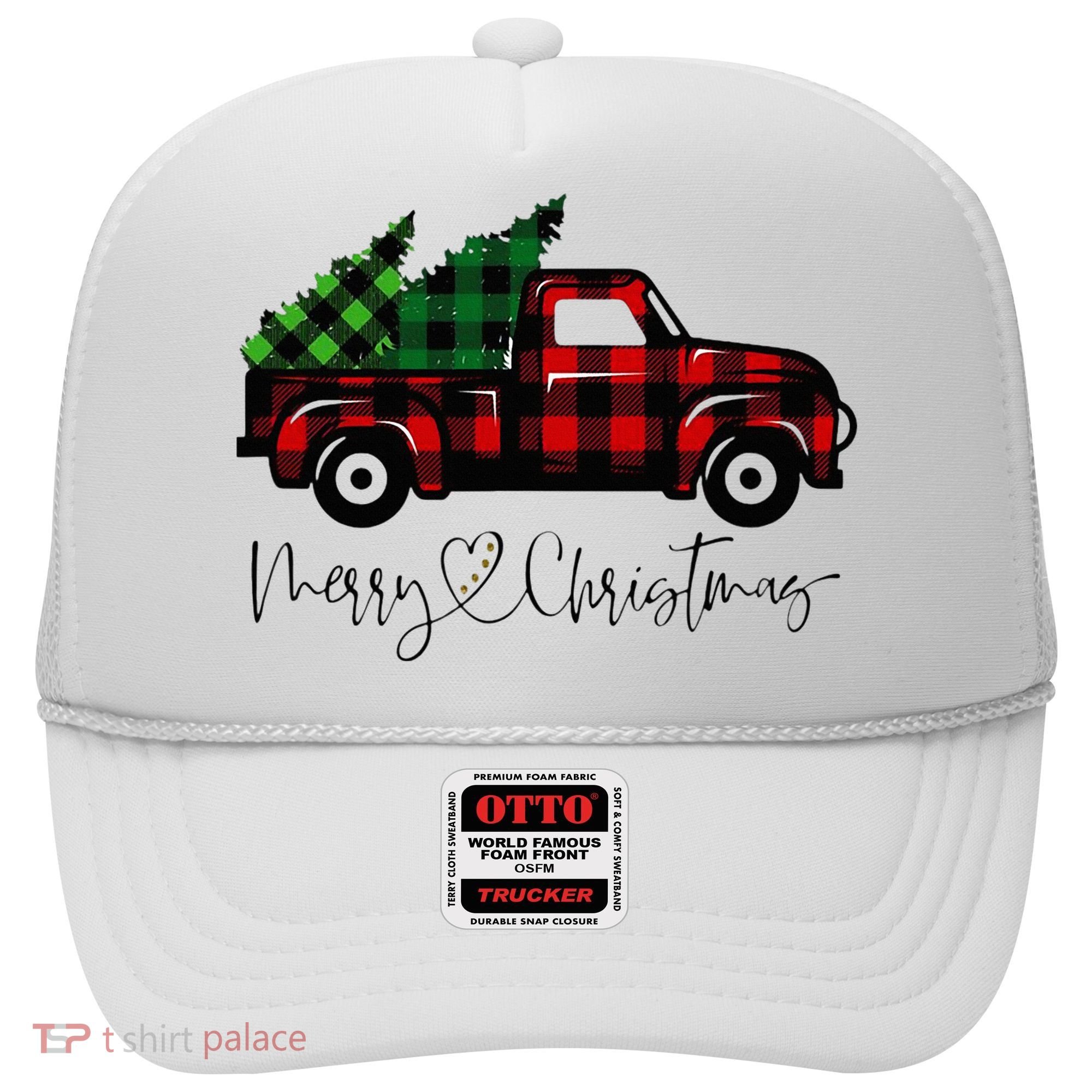 Festive Holiday Red Truck Delivering Christmas Trees Hat
