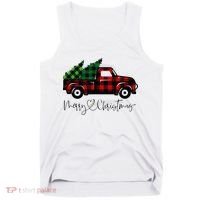 Festive Holiday Red Truck Delivering Christmas Trees Tank Top thumb 0