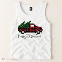 Festive Holiday Red Truck Delivering Christmas Trees Tank Top thumb 2