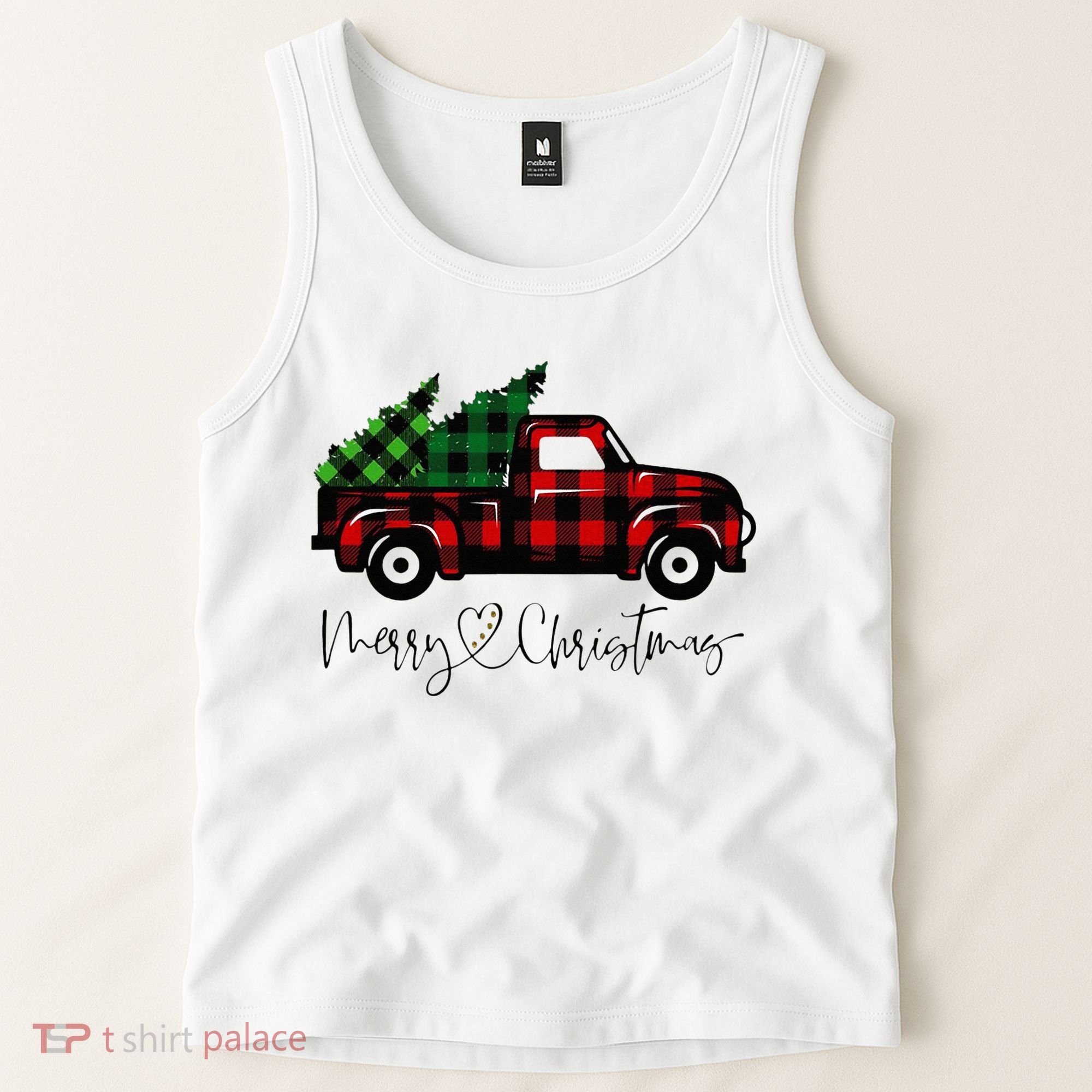 Festive Holiday Red Truck Delivering Christmas Trees Tank Top