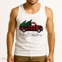Festive Holiday Red Truck Delivering Christmas Trees Tank Top thumb 3