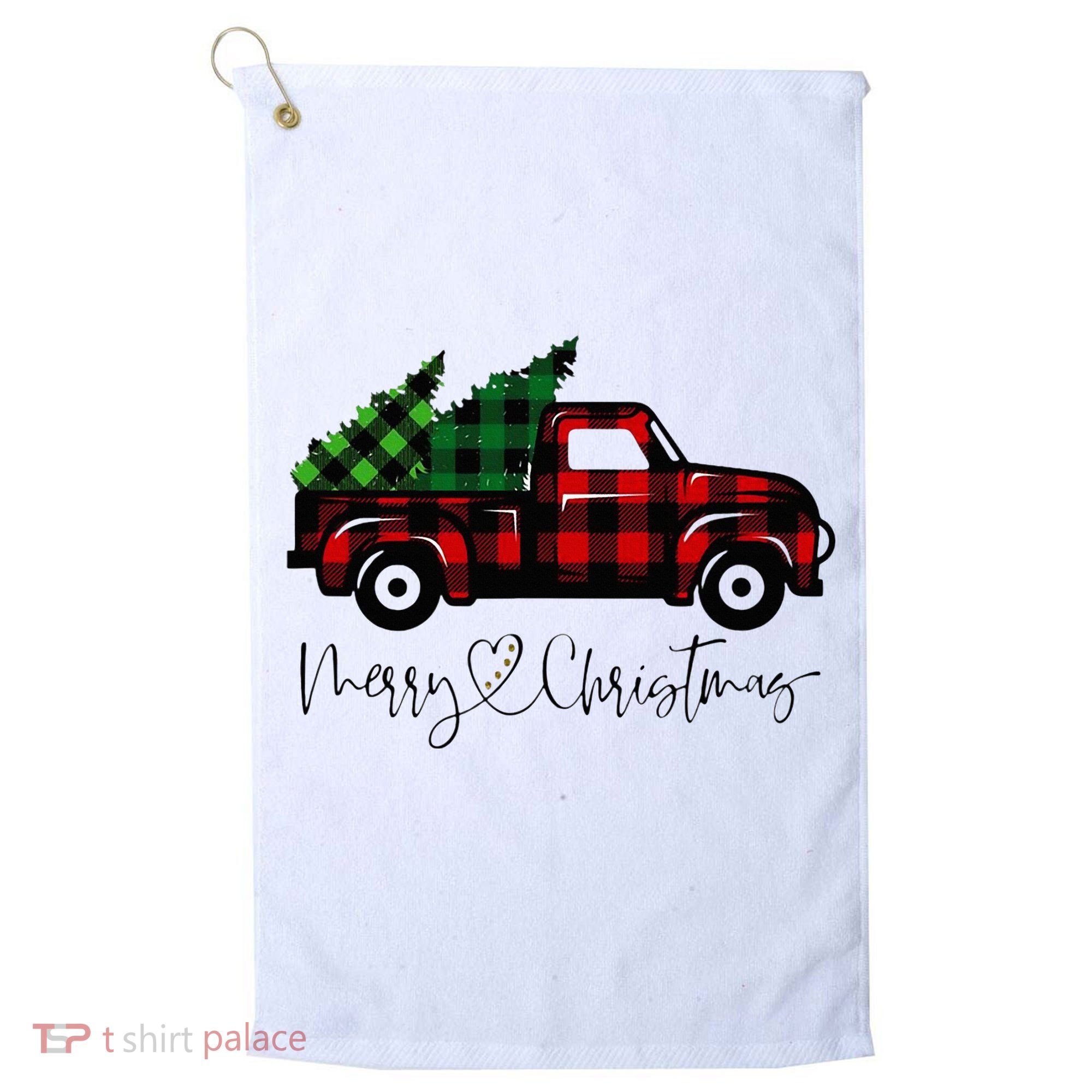 Festive Holiday Red Truck Delivering Christmas Trees Golf Towel