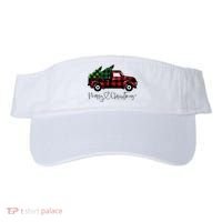 Festive Holiday Red Truck Delivering Christmas Trees Visor thumb 0