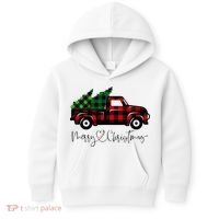 Festive Holiday Red Truck Delivering Christmas Trees Kids Hoodie thumb 0