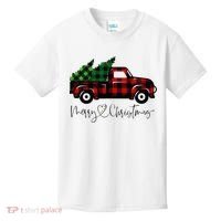 Festive Holiday Red Truck Delivering Christmas Trees Kids T-Shirt thumb 0