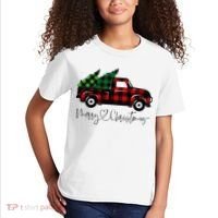 Festive Holiday Red Truck Delivering Christmas Trees Kids T-Shirt thumb 2