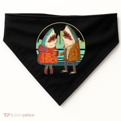 Funny Hipster Shark Couple USA-Made Doggie Bandana