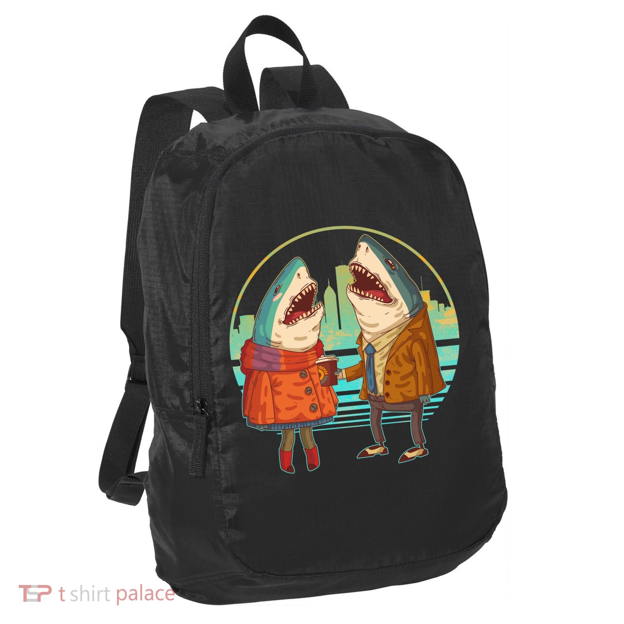 Funny Hipster Shark Couple Port Authority Crush Ripstop Backpack