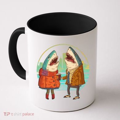 Funny Hipster Shark Couple Coffee Mug