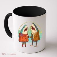 Funny Hipster Shark Couple Coffee Mug thumb 0