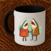 Funny Hipster Shark Couple Coffee Mug thumb 2