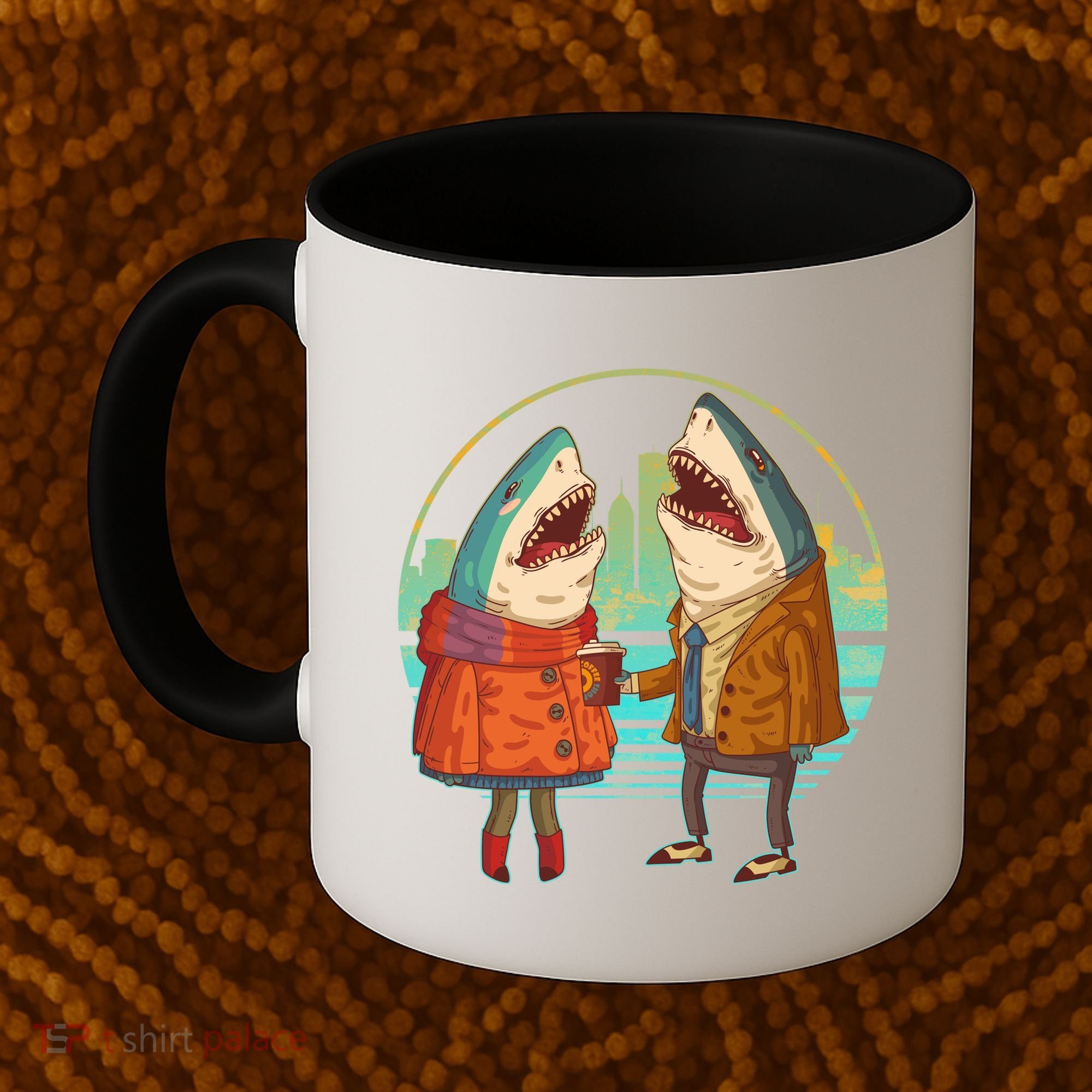 Funny Hipster Shark Couple Coffee Mug