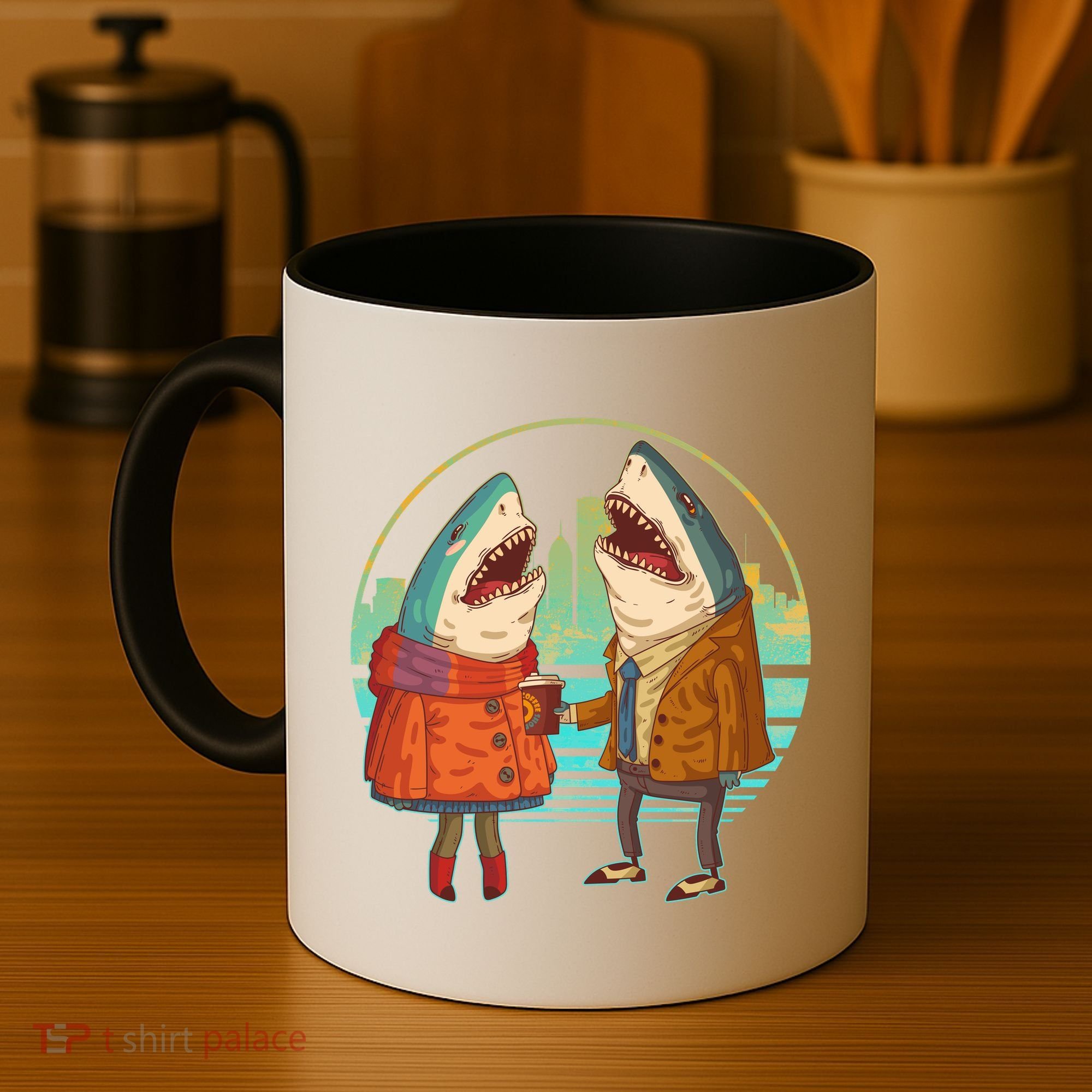 Funny Hipster Shark Couple Coffee Mug