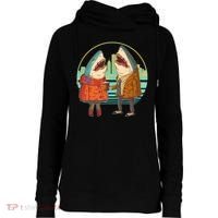 Funny Hipster Shark Couple Womens Funnel Neck Pullover Hood thumb 0