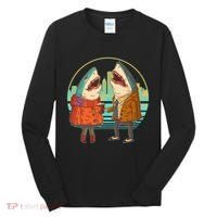 Funny Hipster Shark Couple Tall Long Sleeve Shirt thumb 0