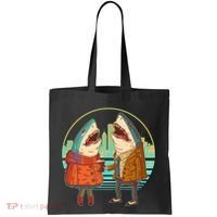 Funny Hipster Shark Couple Tote Bag thumb 0