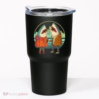 Funny Hipster Shark Couple Tumbler thumb 0