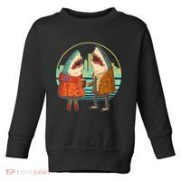 Funny Hipster Shark Couple Toddler Sweatshirt thumb 0