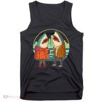 Funny Hipster Shark Couple Tank Top thumb 0