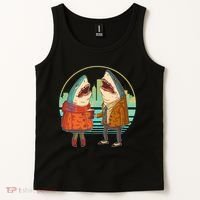 Funny Hipster Shark Couple Tank Top thumb 2