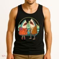 Funny Hipster Shark Couple Tank Top thumb 3