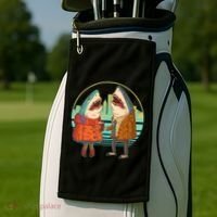 Funny Hipster Shark Couple Golf Towel thumb 2