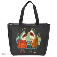 Funny Hipster Shark Couple Tote Bag thumb 0