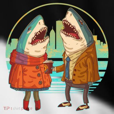 Funny Hipster Shark Couple Toddler Fine Jersey T-Shirt