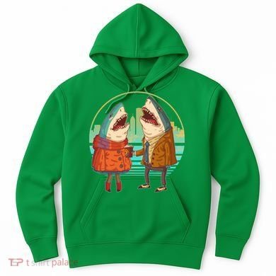 Funny Hipster Shark Couple Hoodie