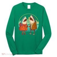 Funny Hipster Shark Couple Long Sleeve Shirt thumb 0