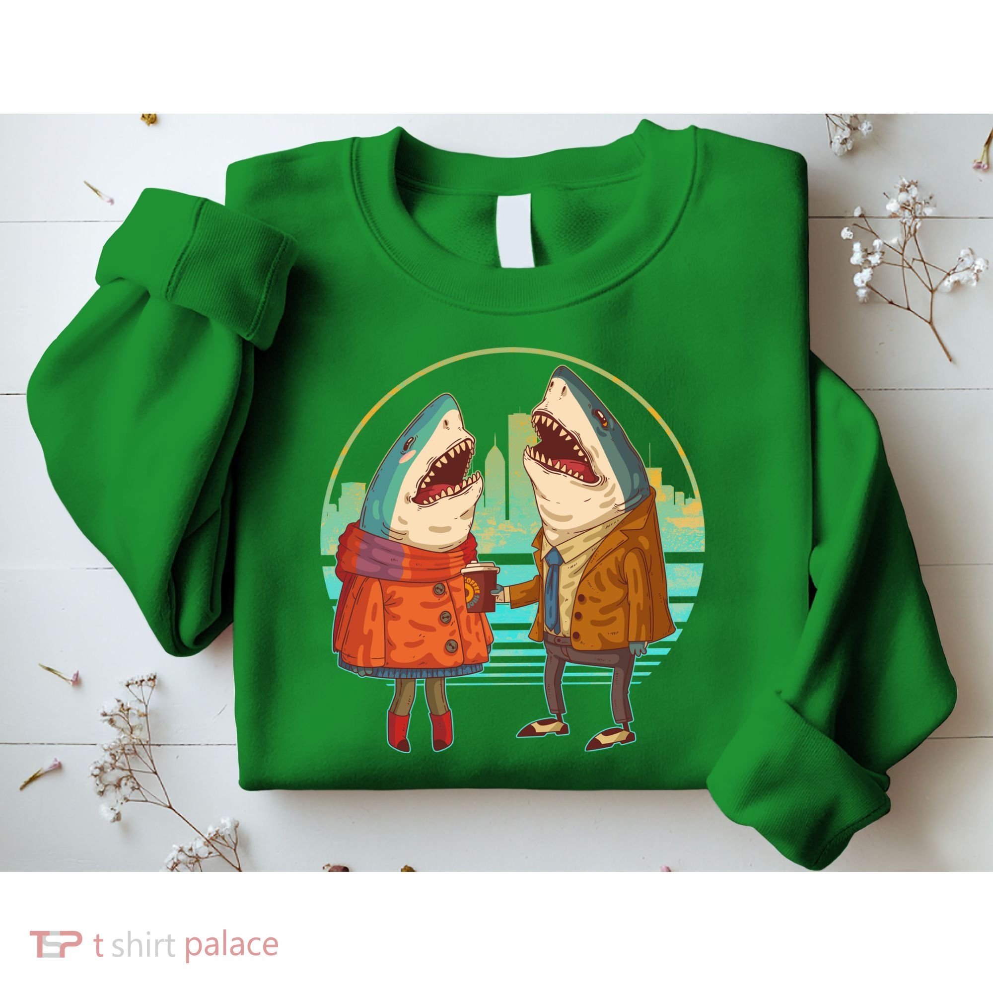 Funny Hipster Shark Couple Sweatshirt