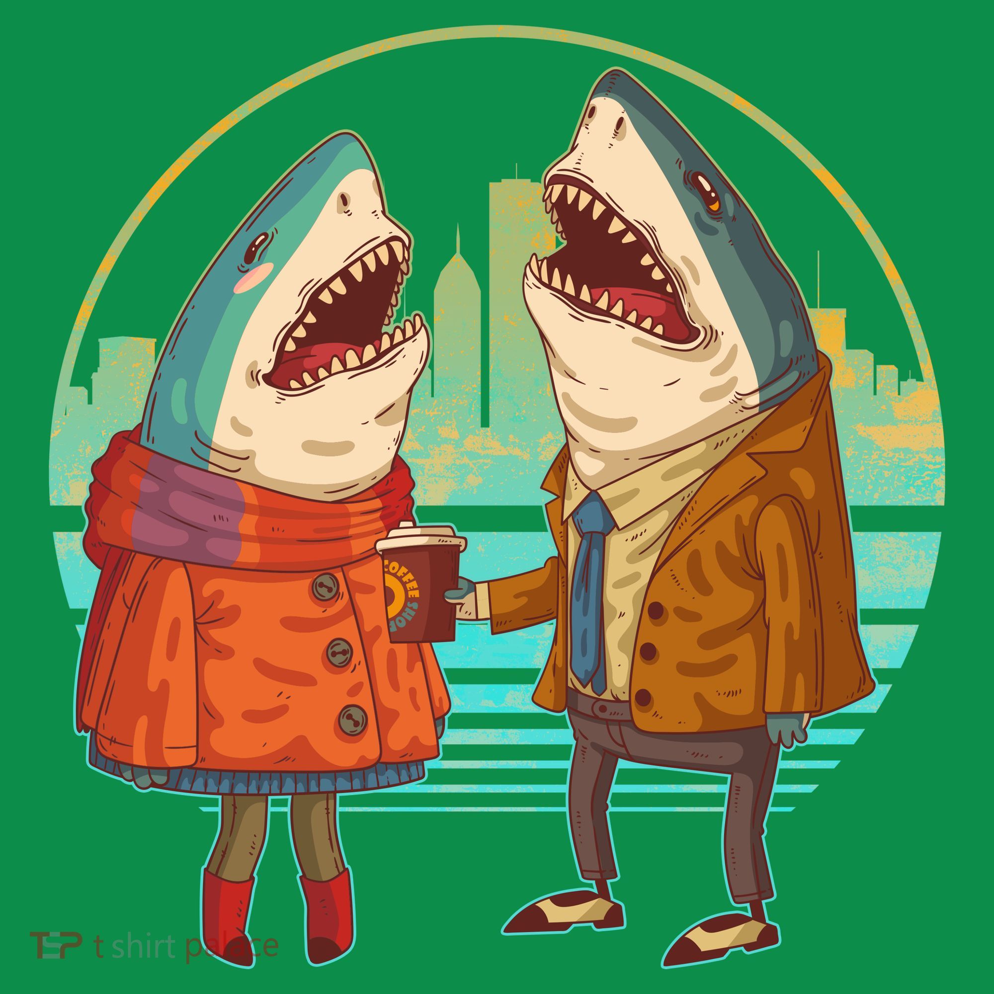 Funny Hipster Shark Couple Sweatshirt
