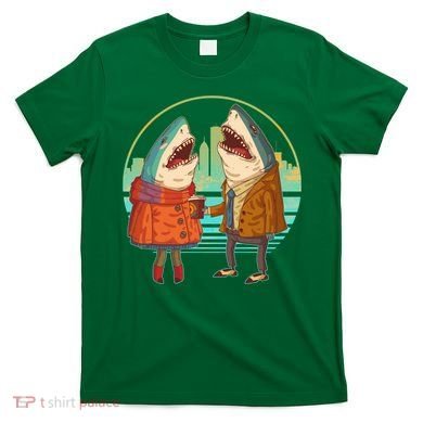 Funny Hipster Shark Couple T-Shirt