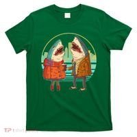 Funny Hipster Shark Couple T-Shirt thumb 0