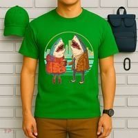 Funny Hipster Shark Couple T-Shirt thumb 6