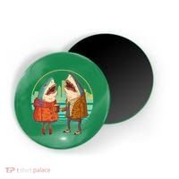 Funny Hipster Shark Couple Magnet thumb 0