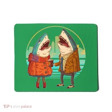 Funny Hipster Shark Couple Mousepad
