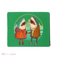 Funny Hipster Shark Couple Mousepad thumb 0