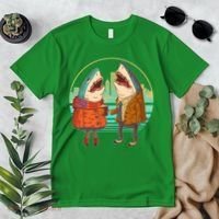 Funny Hipster Shark Couple Premium T-Shirt thumb 2